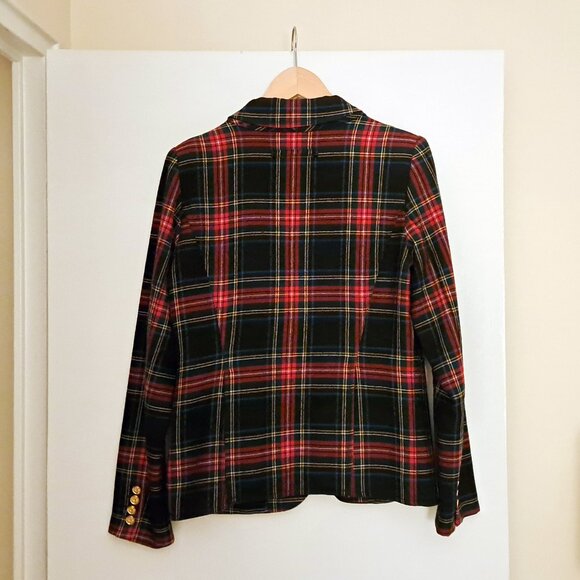 SMYTHE Patch Pocket Duchess Blazer, Plaid, Wool, sz 12 - Picture 4 of 12